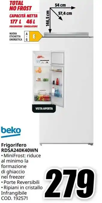 MediaWorld beko Frigorifero RDSA240K40WN offerta