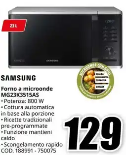 MediaWorld SAMSUNG Forno a microonde MG23K3515AS offerta