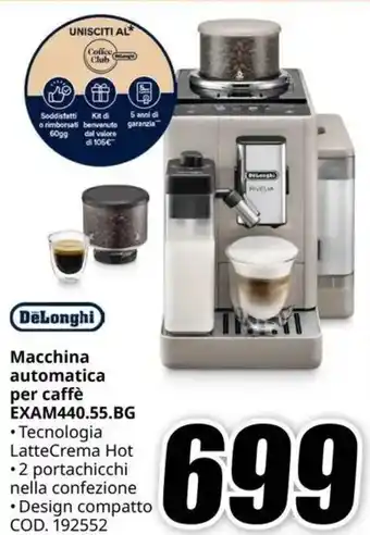 MediaWorld DeLonghi Macchina automatica per caffè EXAM440.55.BG offerta