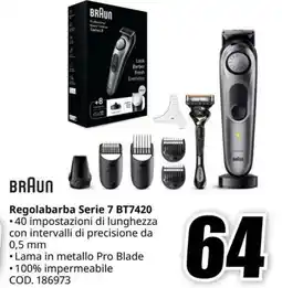 MediaWorld BRAUN Regolabarba Serie 7 BT7420 offerta