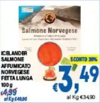 DEM Icelander salmone affumicato norvegese fetta lunga offerta