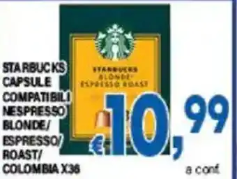 DEM Starbucks capsule compatibili nespresso blonde espresso roast/ a cont colombia x35 offerta