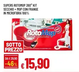 IperFamila Super5 rotomop 360° kit secchio + mop con frange in microfibra 100% offerta