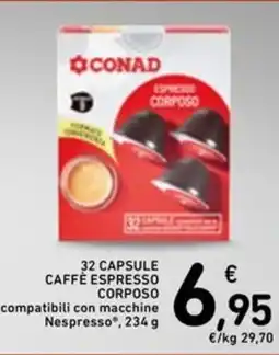 Spazio Conad 32 capsule caffè espresso corposo offerta