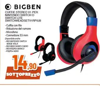 Ipercoop Bigben cuffie stereo v1 per nintendo switch o switch lite switchheadsetv1rpiub offerta