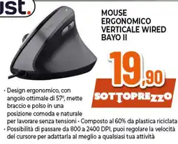 Ipercoop Mouse ergonomico verticale wired bayo ii offerta