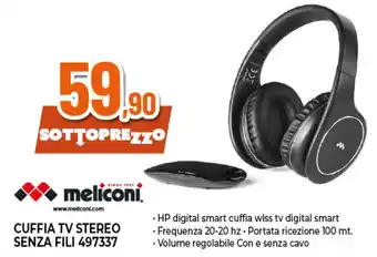 Ipercoop Meliconi cuffia tv stereo senza fili 497337 offerta