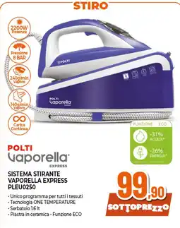 Ipercoop Sistema stirante vaporella express pleu0250 offerta