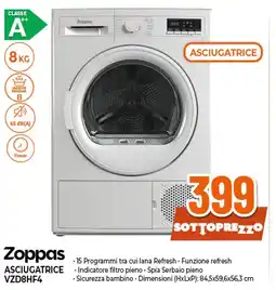 Ipercoop Zoppas asciugatrice VZD8HF4 offerta