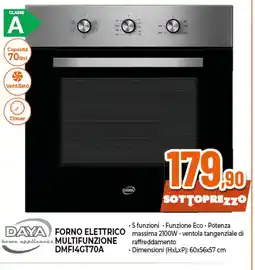 Ipercoop Daya forno elettrico massima 2100w - ventola tangenziale di home appliances multifunzione DMF14GT70A offerta