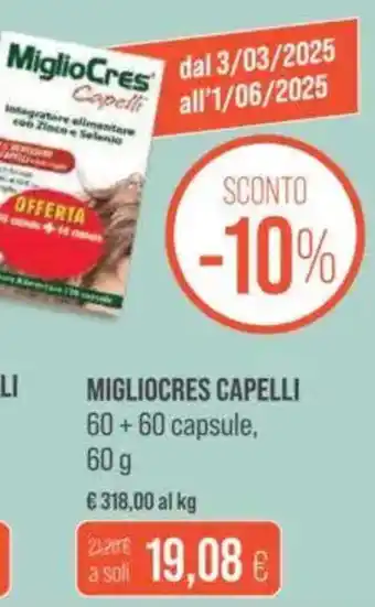 Coop Migliocres capelli 60+ 60 capsule, offerta