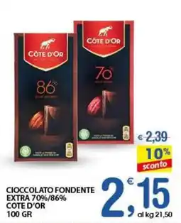 Qui Discount Cioccolato fondente extra 70%/86% COTE D'OR offerta