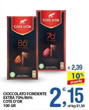 Qui Discount Cioccolato fondente extra 70%/86% COTE D'OR offerta