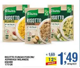 Qui Discount Risotto funghi porcini/ asparagi/milanese KNORR offerta