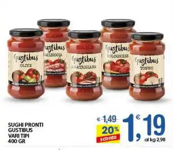 Qui Discount Sughi pronti gustibus vari tipi offerta