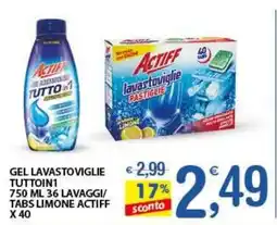 Qui Discount Gel lavastoviglie tuttoin1 / tabs limone ACTIFF offerta