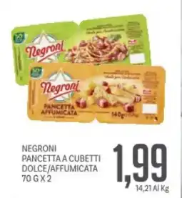 Supermercati Piccolo Negroni pancetta a cubetti dolce/affumicata offerta