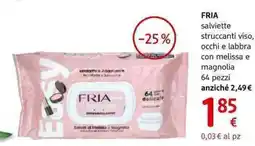 dm drogerie markt Fria salviette struccanti viso, occhi e labbra con melissa e magnolia 64 pezzi offerta