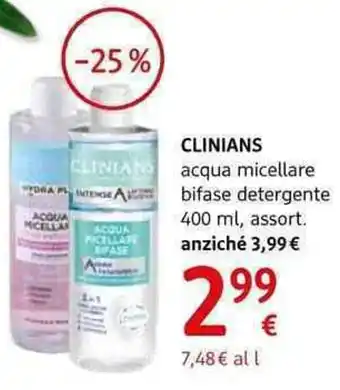 dm drogerie markt Clinians acqua micellare bifase detergente  assort offerta