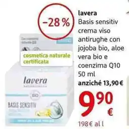 dm drogerie markt Lavera basis sensitiv crema viso antirughe con jojoba bio, aloe vera bio e coenzima Q10 offerta