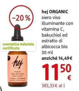 dm drogerie markt Hej organic siero viso illuminante con vitamina C, bakuchiol ed estratto di albicocca bio offerta