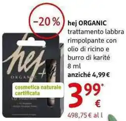 dm drogerie markt Hej organic trattamento labbra rimpolpante con olio di ricino e burro di karité offerta