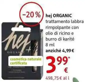 dm drogerie markt Hej organic trattamento labbra rimpolpante con olio di ricino e burro di karité offerta