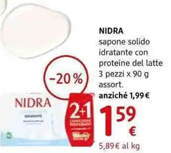 dm drogerie markt Nidra sapone solido idratante con proteine del latte 3 pezzi x assort. offerta