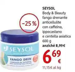 dm drogerie markt Seysol body & beauty fango drenante -25% anticellulite con caffeina, ippocastano e centella asiatica offerta