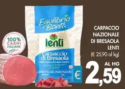 PrestoFresco Carpaccio nazionale di bresaola LENTI offerta