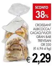 PrestoFresco Croissant albicocca/ cacao/vuoti gran bar TREVISAN offerta