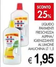 PrestoFresco Liquido pavimenti freschezza alpina/ igienizzante al limone AMUCHINA offerta