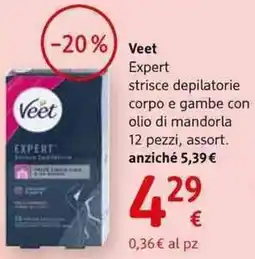 dm drogerie markt Veet Expert strisce depilatorie corpo e gambe con olio di mandorla 12 pezzi, assort. offerta