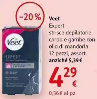 dm drogerie markt Veet Expert strisce depilatorie corpo e gambe con olio di mandorla 12 pezzi, assort. offerta