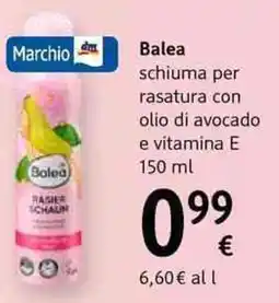 dm drogerie markt Balea schiuma per rasatura con olio di avocado e vitamina E offerta