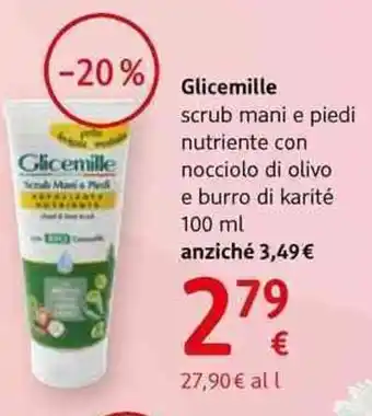 dm drogerie markt Glicemille scrub mani e piedi nutriente con nocciolo di olivo e burro di karité offerta