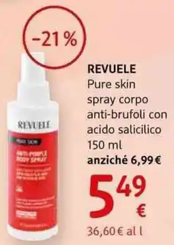 dm drogerie markt Revuele pure skin spray corpo anti-brufoli con acido salicilico offerta