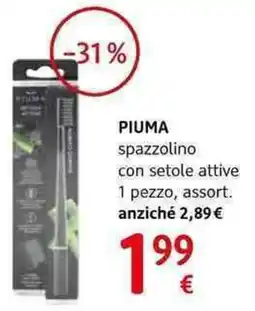 dm drogerie markt Piuma spazzolino con setole attive 1 pezzo, assort. offerta