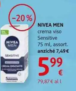 dm drogerie markt Nivea men crema viso sensitive assort offerta