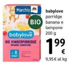 dm drogerie markt Babylove porridge banana e lampone offerta