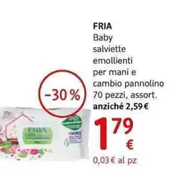 dm drogerie markt FRIA Baby salviette emollienti per mani e cambio pannolino -30% 70 pezzi, assort. offerta