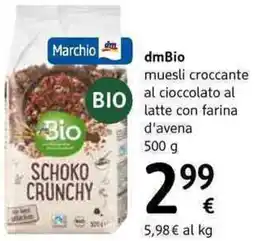 dm drogerie markt dmBio muesli croccante al cioccolato al latte con farina d'avena offerta