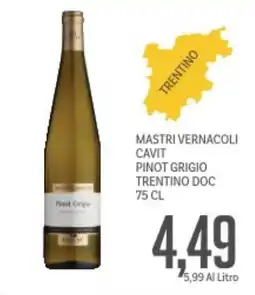 Supermercati Piccolo Mastri vernacoli cavit pinot grigio trentino doc offerta