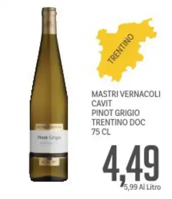 Supermercati Piccolo Mastri vernacoli cavit pinot grigio trentino doc offerta