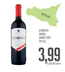 Supermercati Piccolo Corvo vino vari tipi offerta