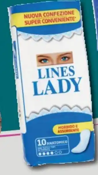 Supermercati Piccolo Lines lady assorbenti anatomici 10 pezzi offerta