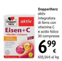 dm drogerie markt Dopperlherz aktiv integratore di ferro.com vitamina C e acido folico 30 compresse offerta