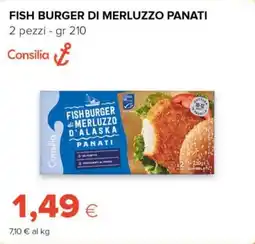 Tigre Consilia fish burger di merluzzo panati offerta