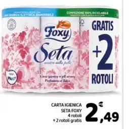 Conad Carta igienica seta foxy 4 rotoli +2 rotoli gratis offerta