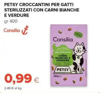 Tigre Consilia petsy croccantini per gatti sterilizzati con carni bianche e verdure offerta